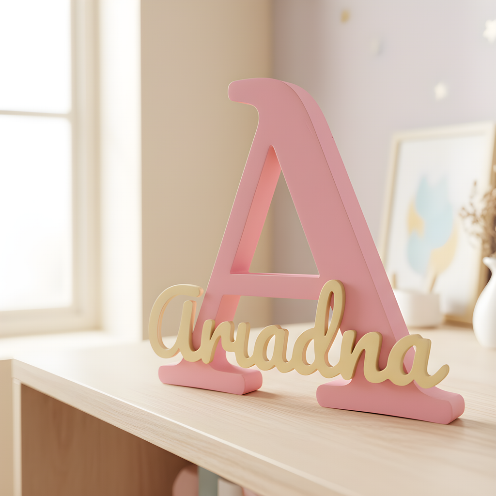 Letrero 3D personalizado con inicial y nombre | 15 cm de alto.