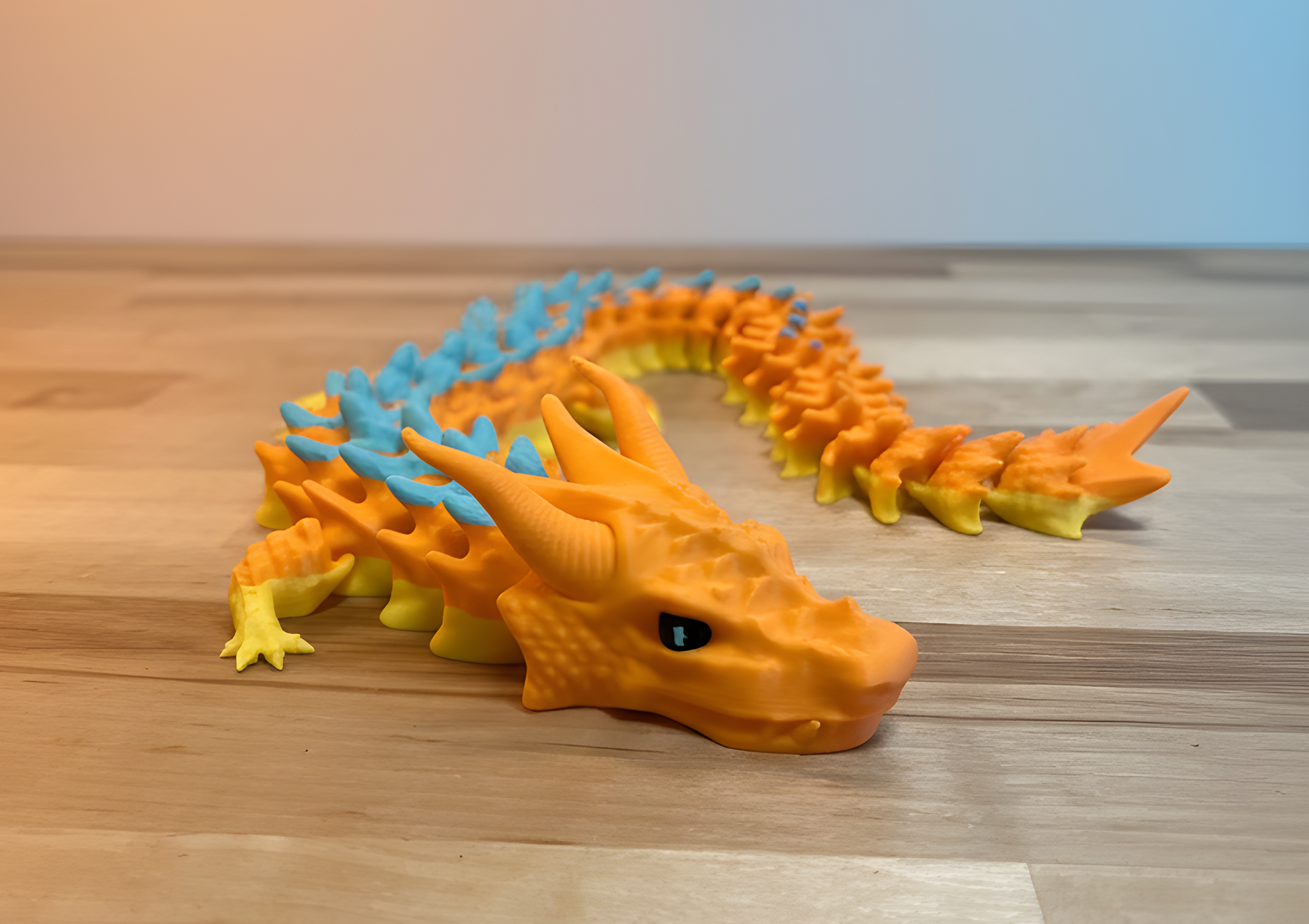 Flexi-Dragon articulado 35 cm – Impreso en 3D multicolor PLA (elige 3 colores)