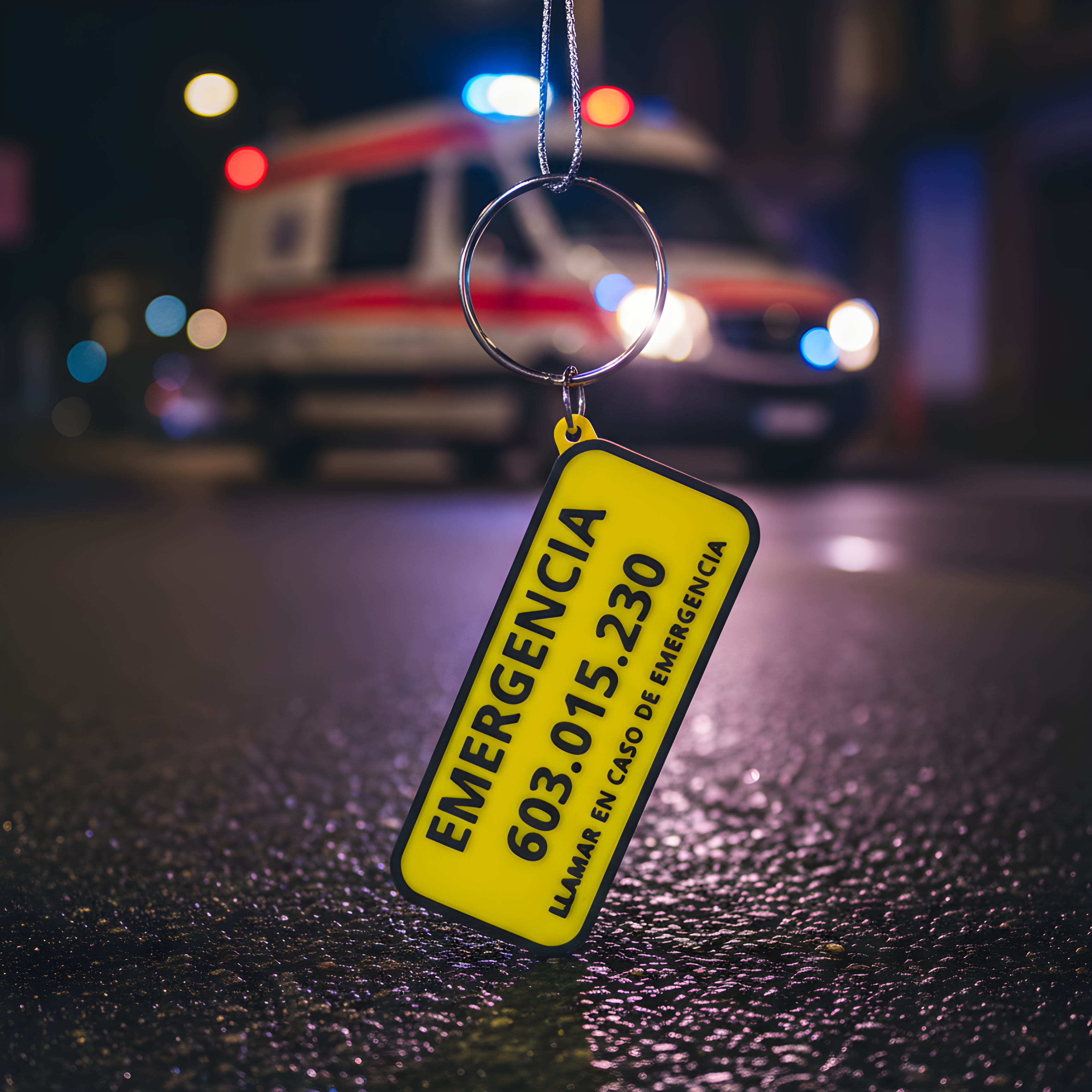 Llavero de Emergencia Personalizable – Teléfono y Datos