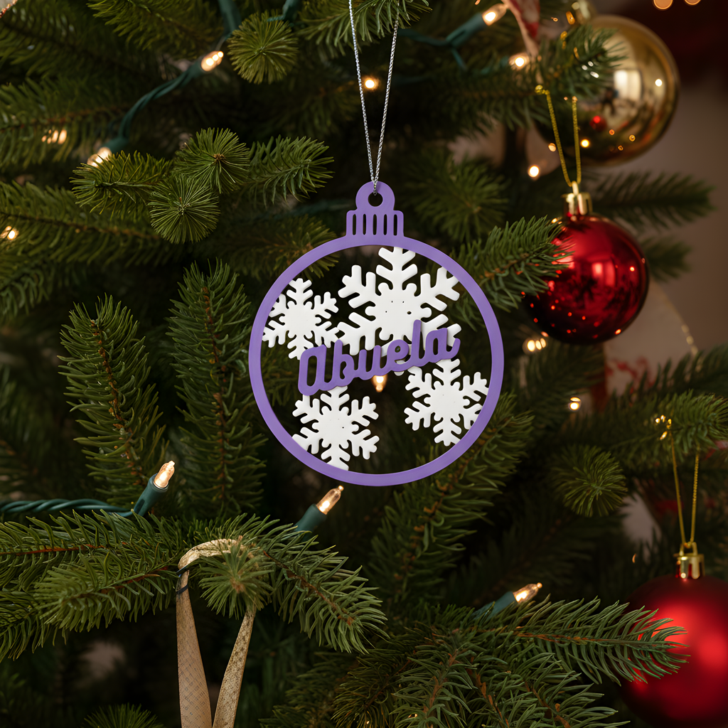 Bola de Navidad personalizada con texto | Copos de nieve