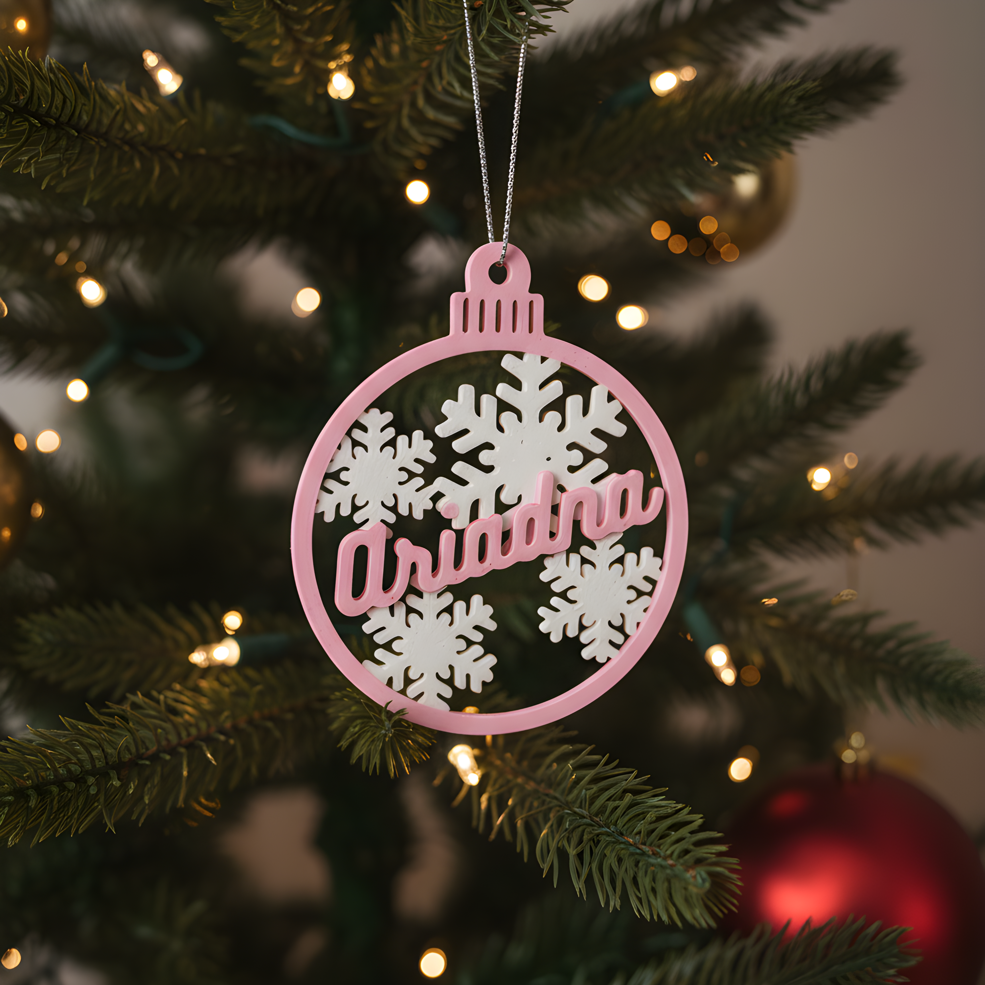 Bola de Navidad personalizada con texto | Copos de nieve