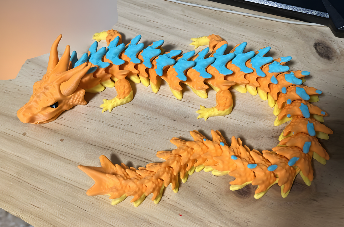 Flexi-Dragon articulado 35 cm – Impreso en 3D multicolor PLA (elige 3 colores)