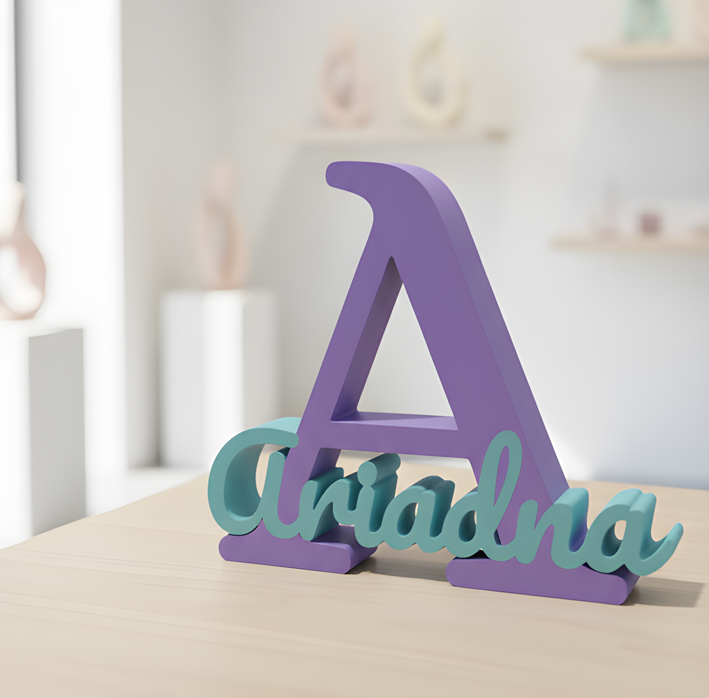 Letrero 3D personalizado con inicial y nombre | 15 cm de alto.